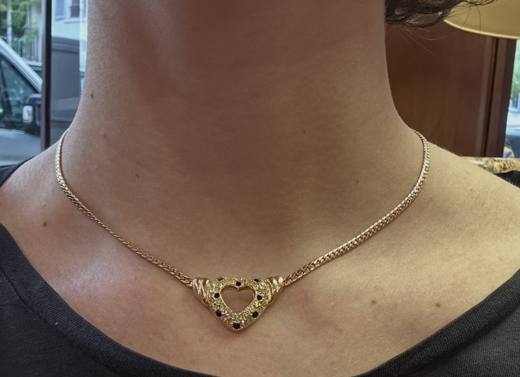 Christian DIOR - Collier plaqué or et cristaux, années 1990-photo-4