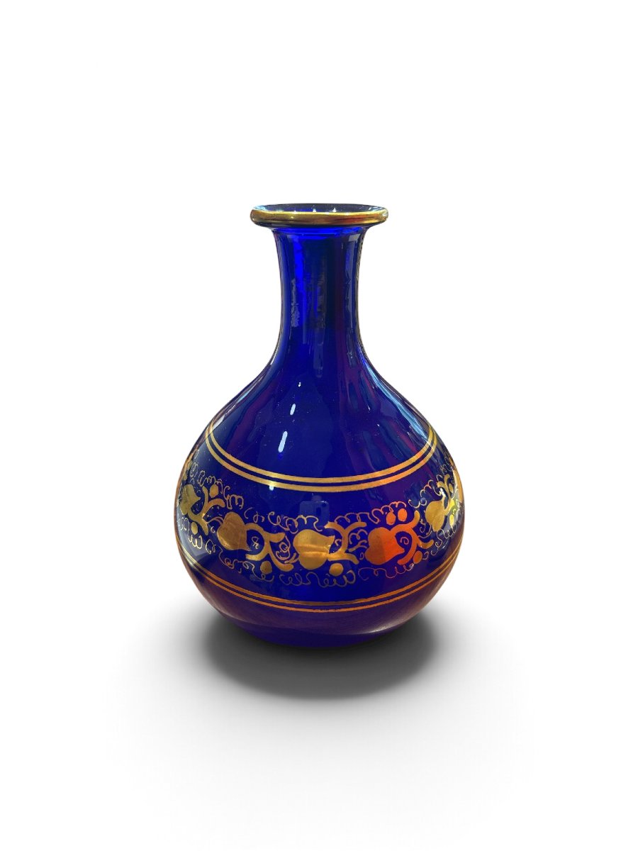 Service de nuit en verre bleu cobalt, XIXe siècle-photo-3