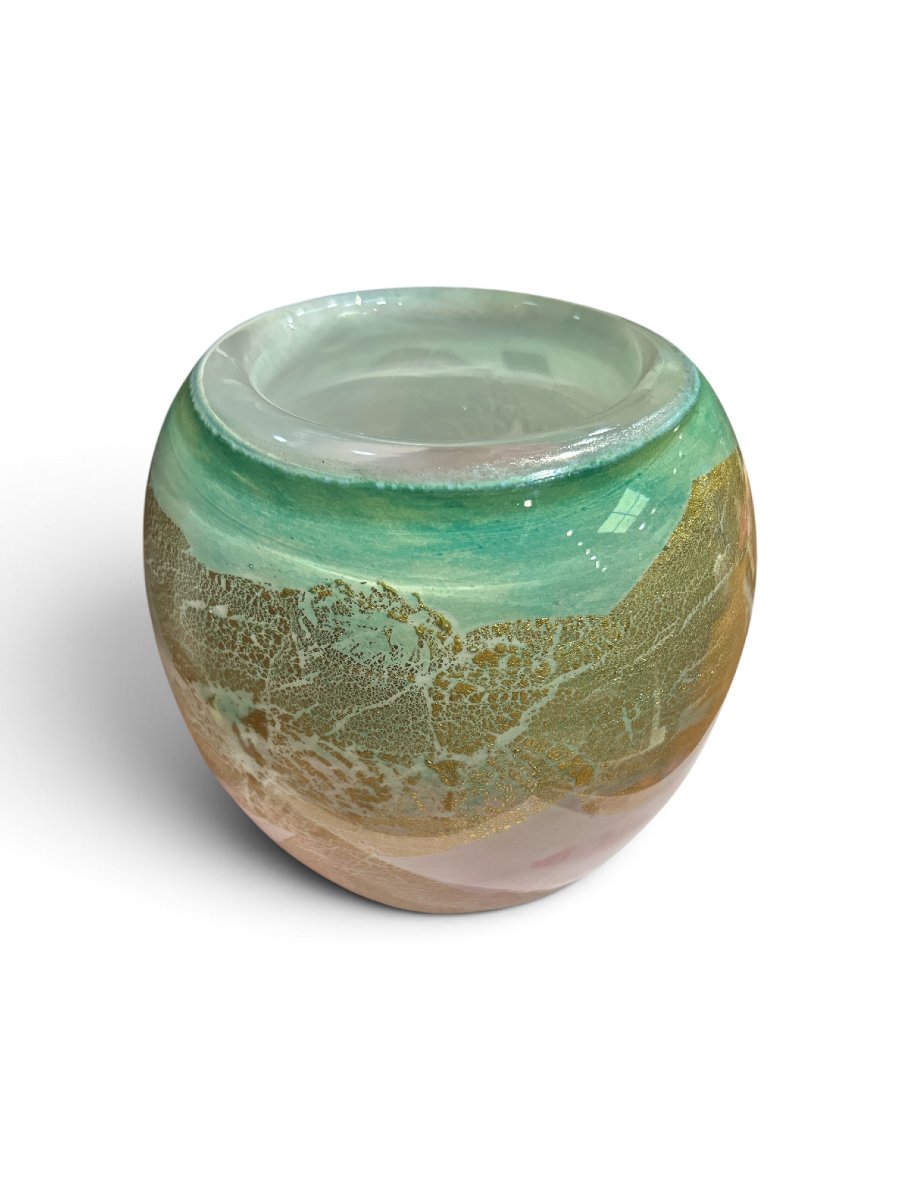 Jean-Luc GAMBIER - Vase boule en verre soufflé, 1991-photo-2