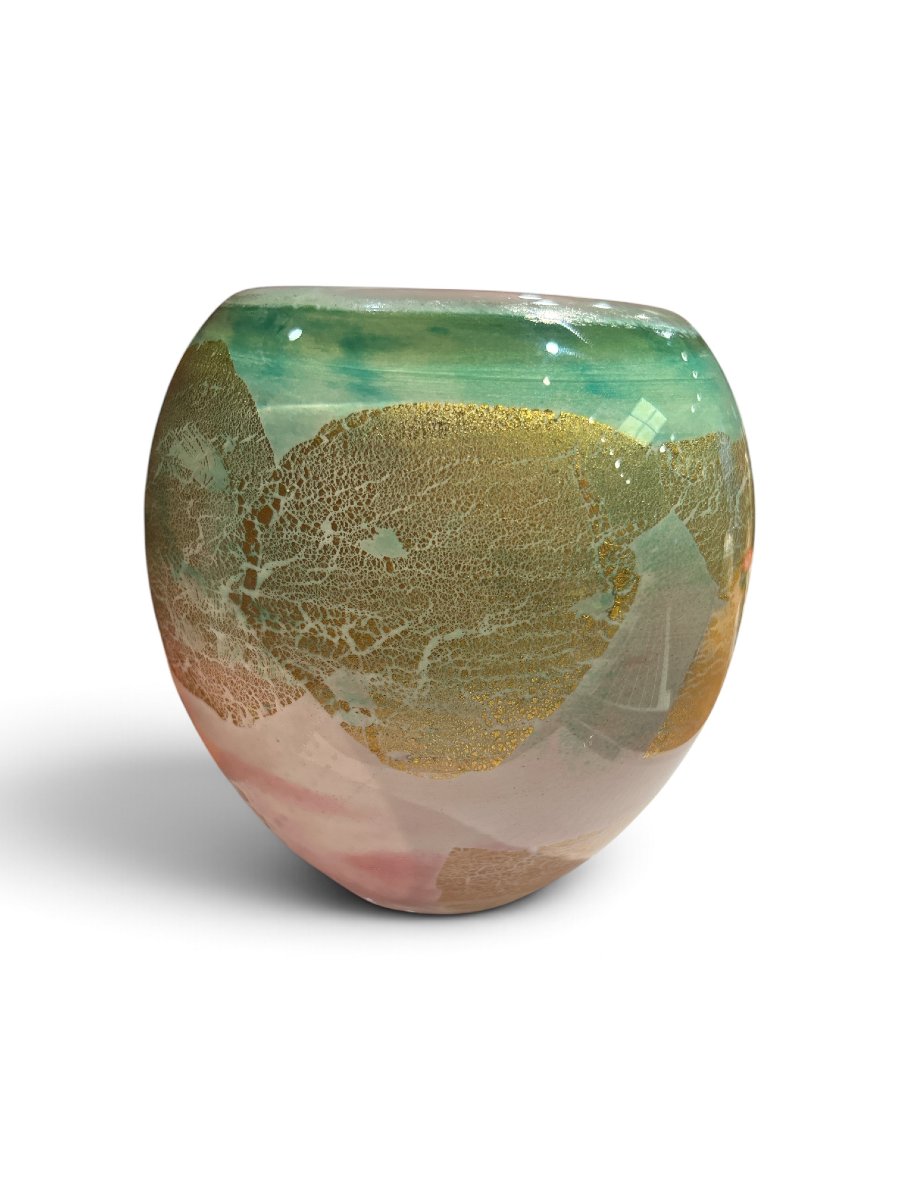 Jean-Luc GAMBIER - Vase boule en verre soufflé, 1991-photo-3