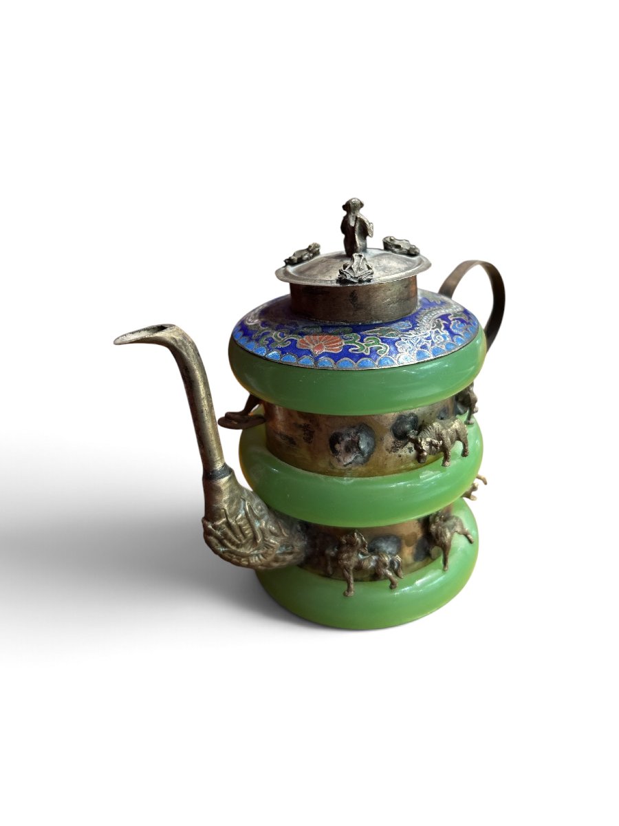 China - Decorative Chinese Teapot, Zodiac Animals, 19th Century -photo-3