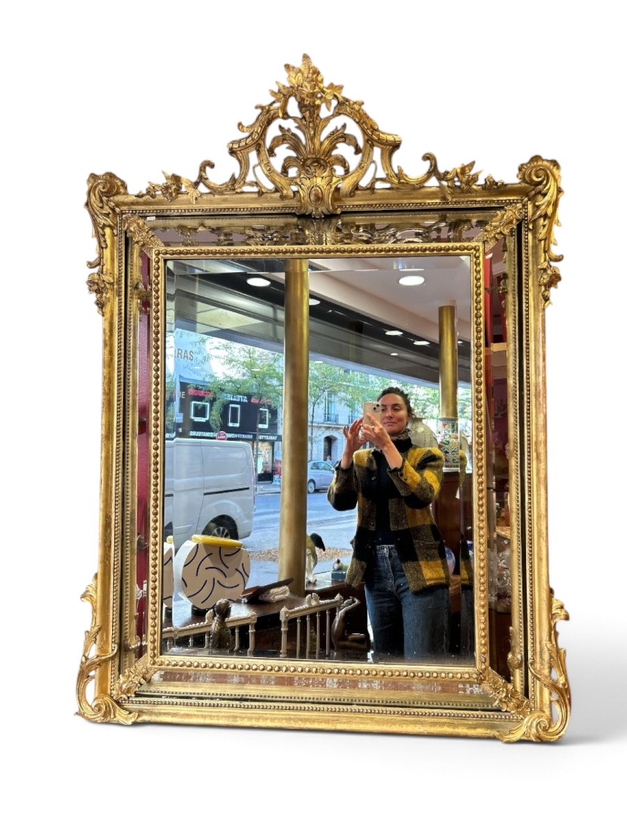 Miroir à parcloses de style Louis XV, époque Napoléon III-photo-2