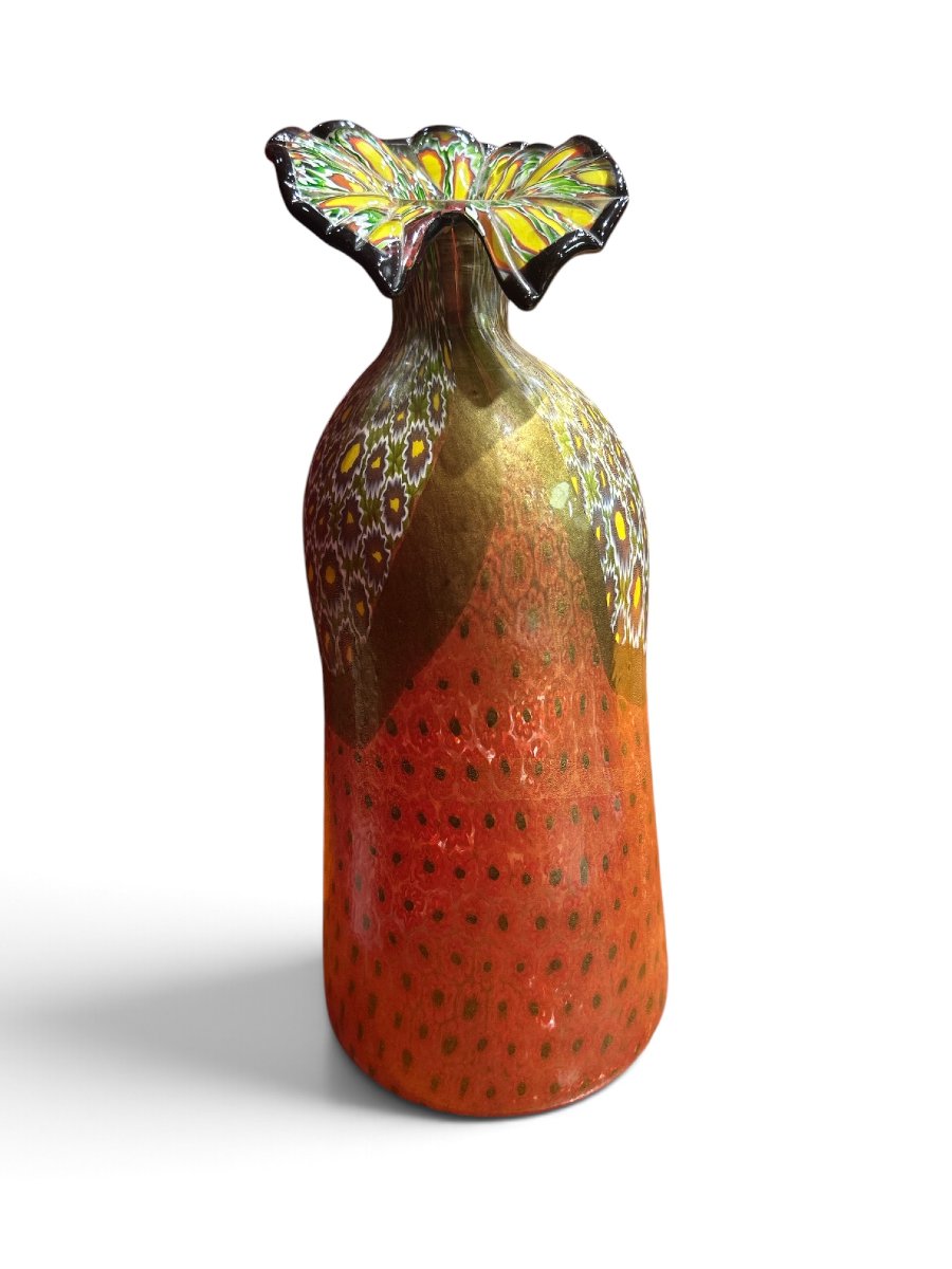 Millefiori Murano Glass Vase, 20th Century -photo-2