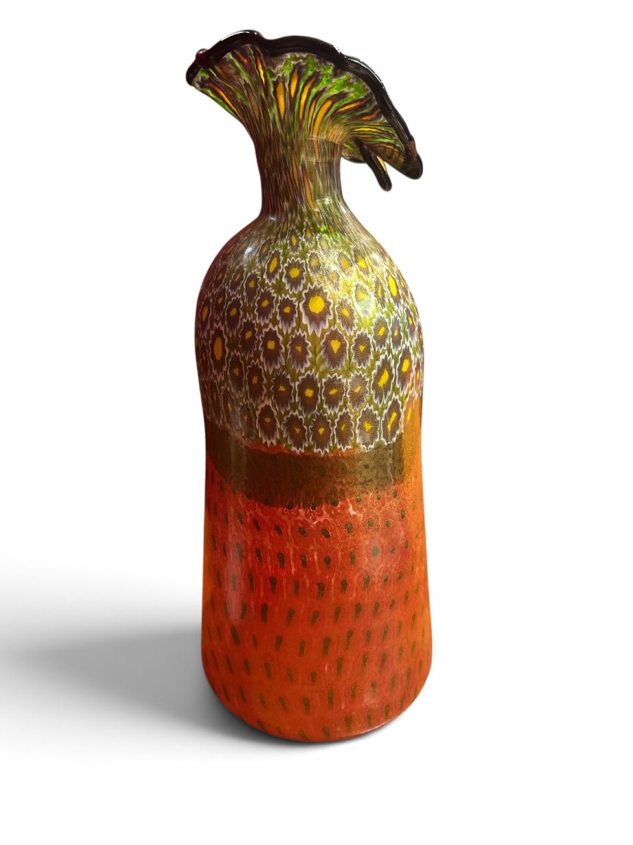Millefiori Murano Glass Vase, 20th Century -photo-3