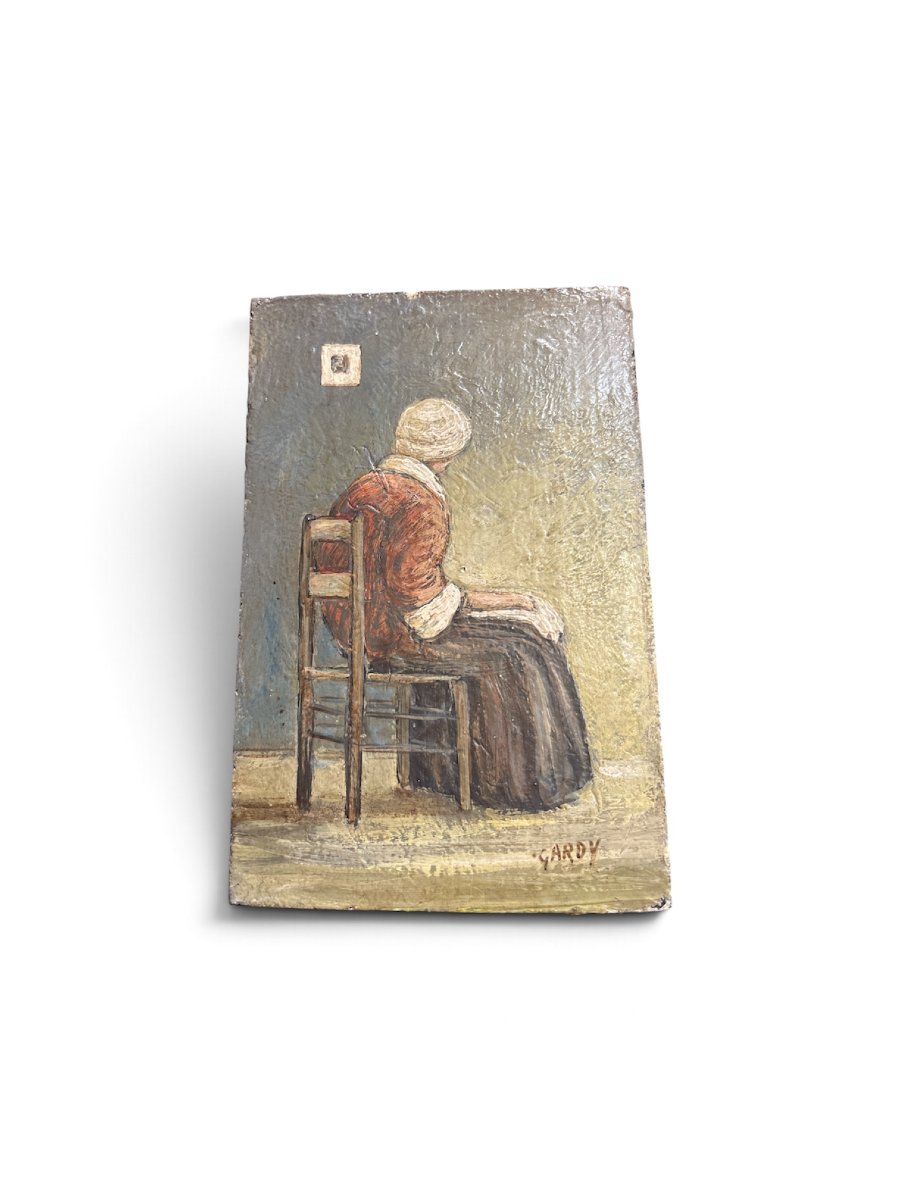 Claude Gardy - Pair Of Oil Paintings On Panel, * Madame Et Monsieur *, 20th Century-photo-3