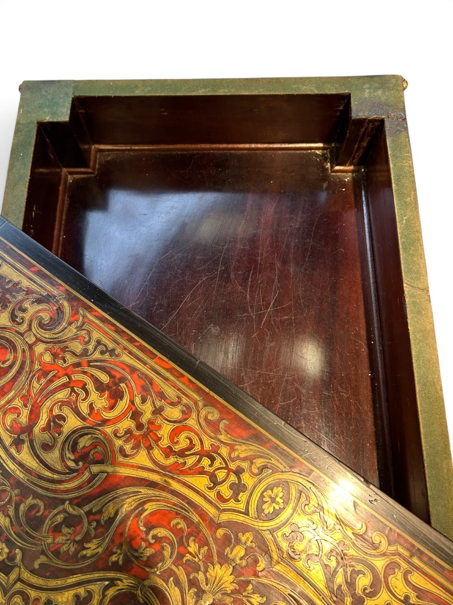 Boulle-style Inlaid Game Table, Napoleon III Period-photo-1