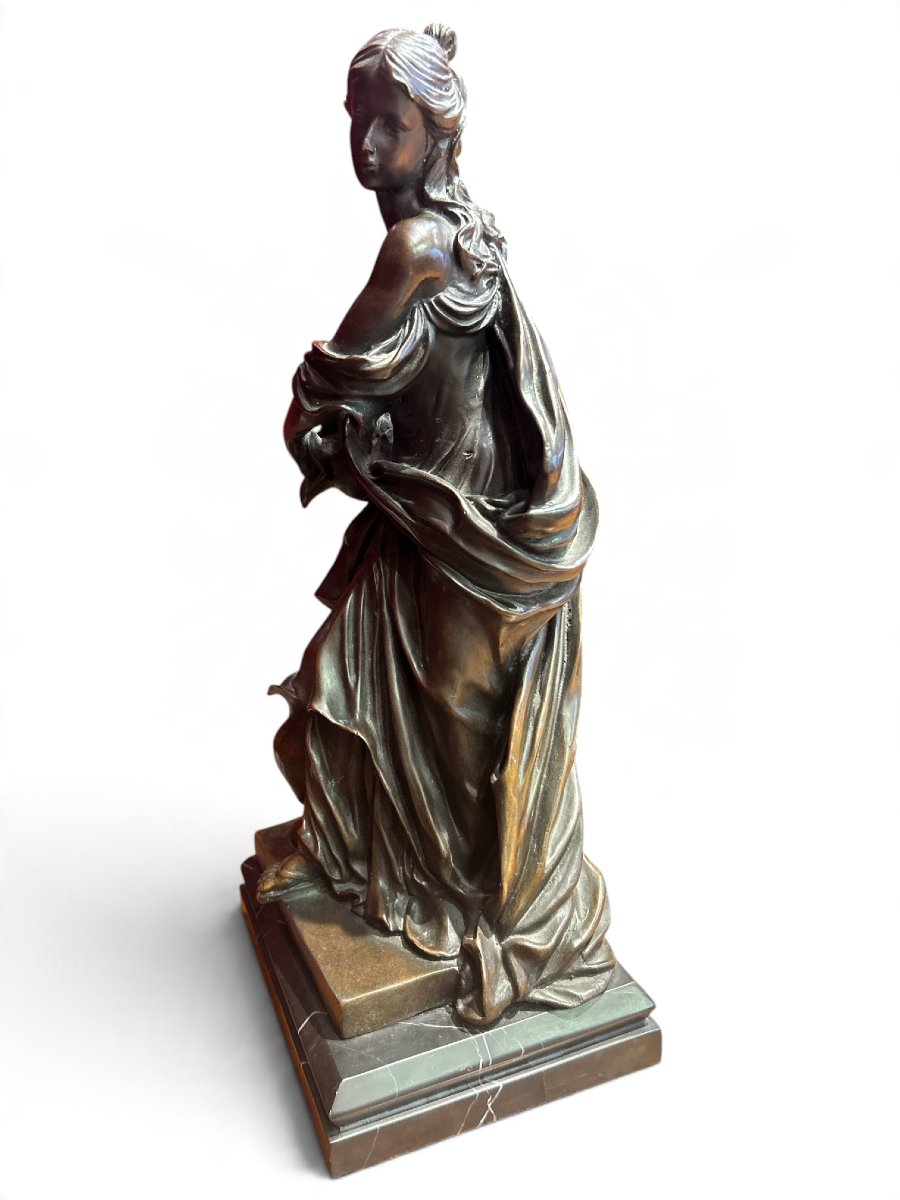 Sculpture en bronze, jeune femme drapée à l'antique, XIXe siècle-photo-3