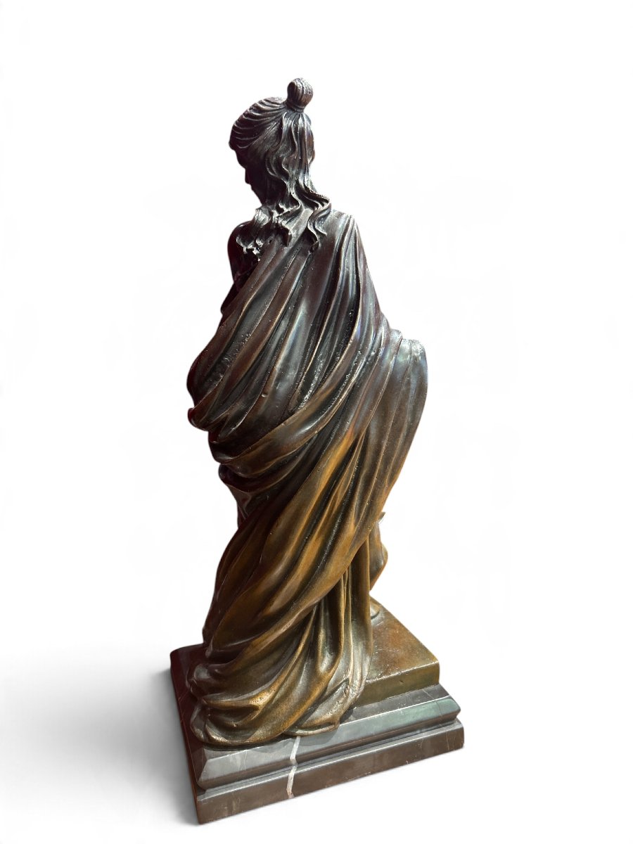 Sculpture en bronze, jeune femme drapée à l'antique, XIXe siècle-photo-4
