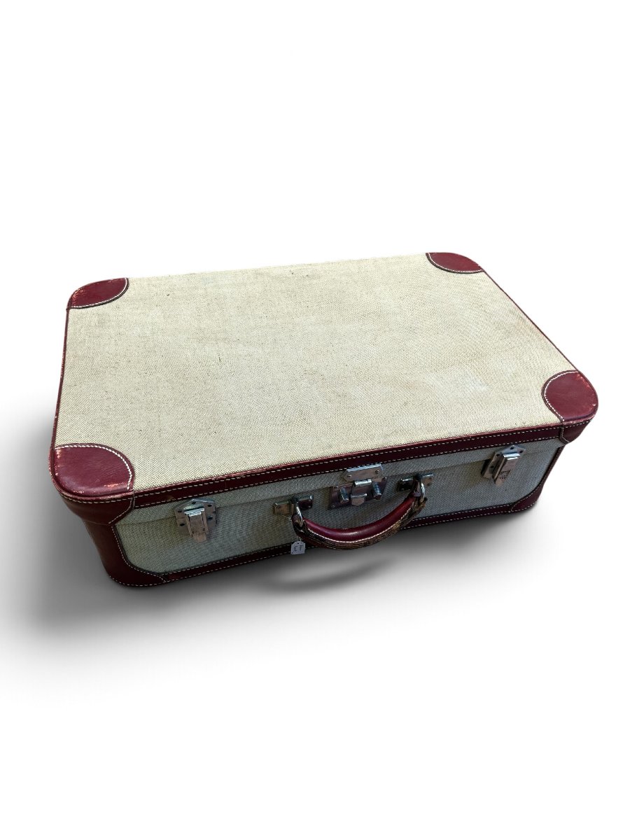 HERMES - Valise en toile et finitions en cuir, XXe siècle-photo-2