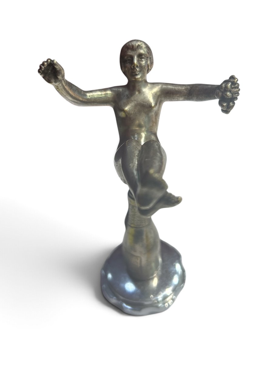 Nickel-plated Bronze Figurine By Devenet, "champagne!", 20th Century -photo-1