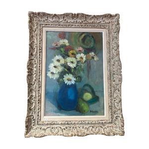 S. ROUSSEAU - Nature morte au bouquet, XXe siècle