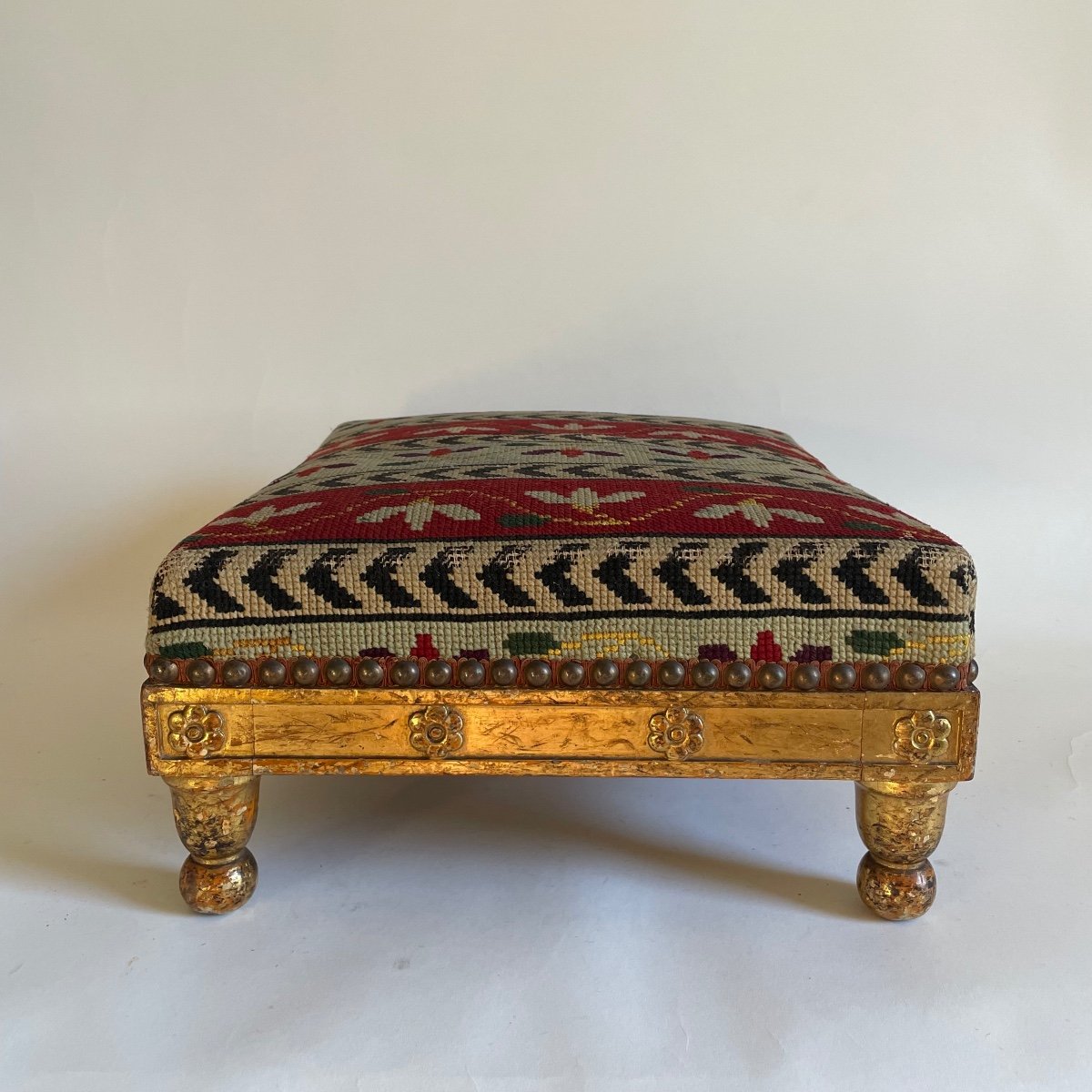 Pierre-Benoît Marcion, Tabouret De Pieds en Bois Doré D’époque Empire Début Du XIXème Siècle -photo-4
