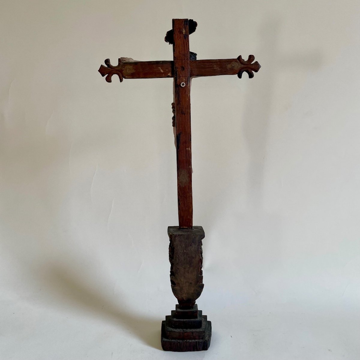 Popular Art From The 17th And 19th Century Crucifixion Carved Wood Louis XIII Period-photo-5