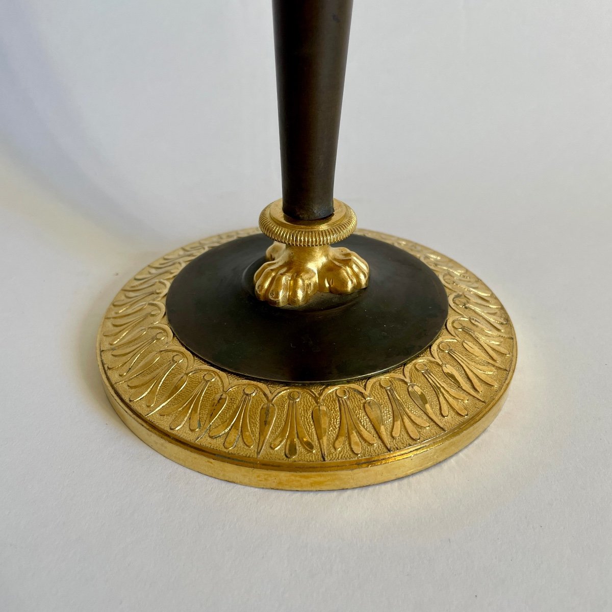 Claude Galle Bougeoir Flambeau Bronze Doré époque Empire Modèle Château Fontainebleau XIXe -photo-1