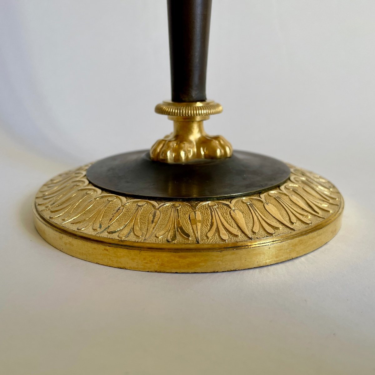 Claude Galle Bougeoir Flambeau Bronze Doré époque Empire Modèle Château Fontainebleau XIXe -photo-2