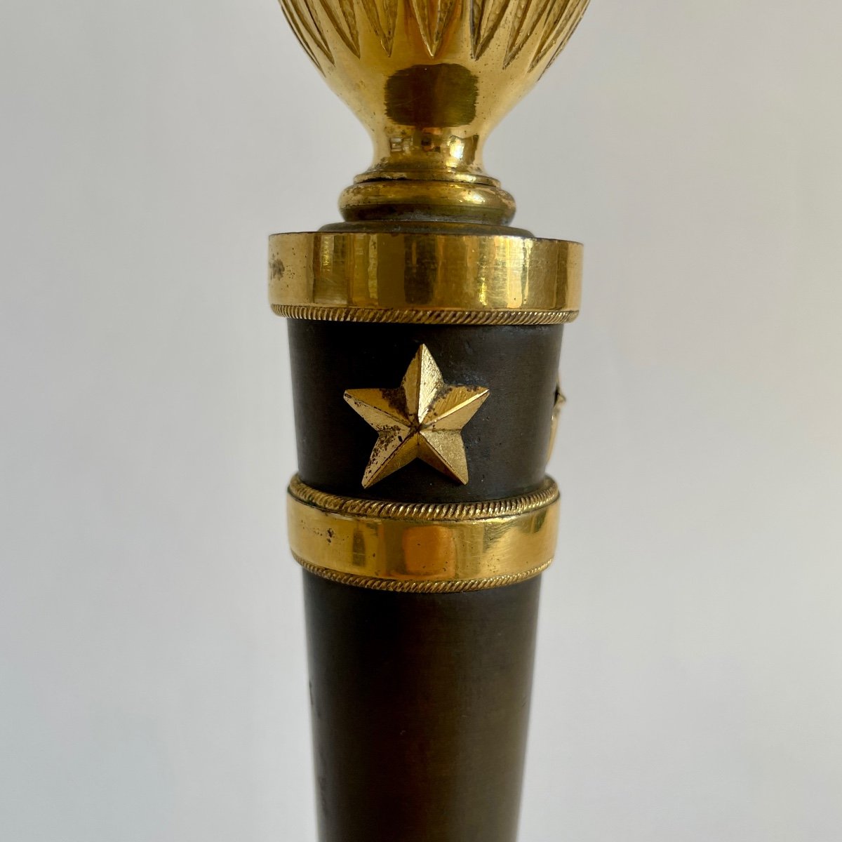 Claude Galle Bougeoir Flambeau Bronze Doré époque Empire Modèle Château Fontainebleau XIXe -photo-3
