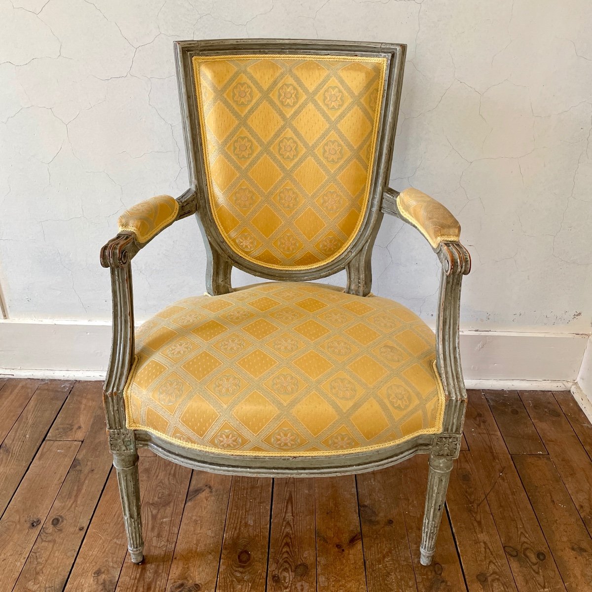 Cabriolet Armchair Backrest With Louis XVI Period End Of 18th Century Trianon Gray-photo-3