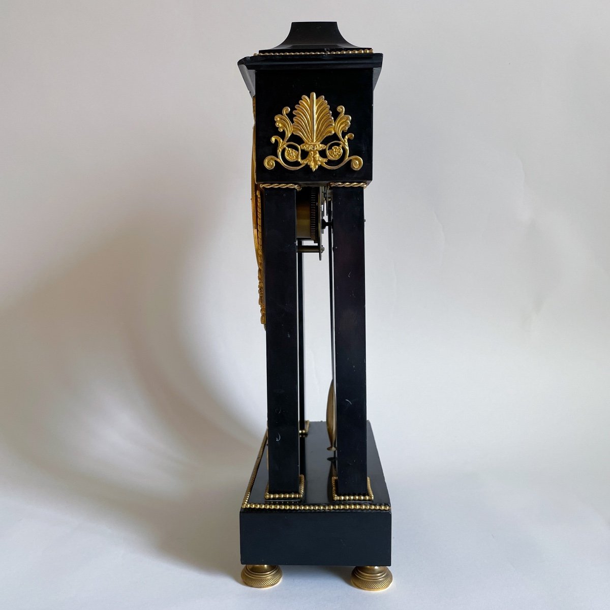 Thonifsen à Paris Empire Period Portico Clock Black Marble Gilt Bronze Early M XIXth Century-photo-3