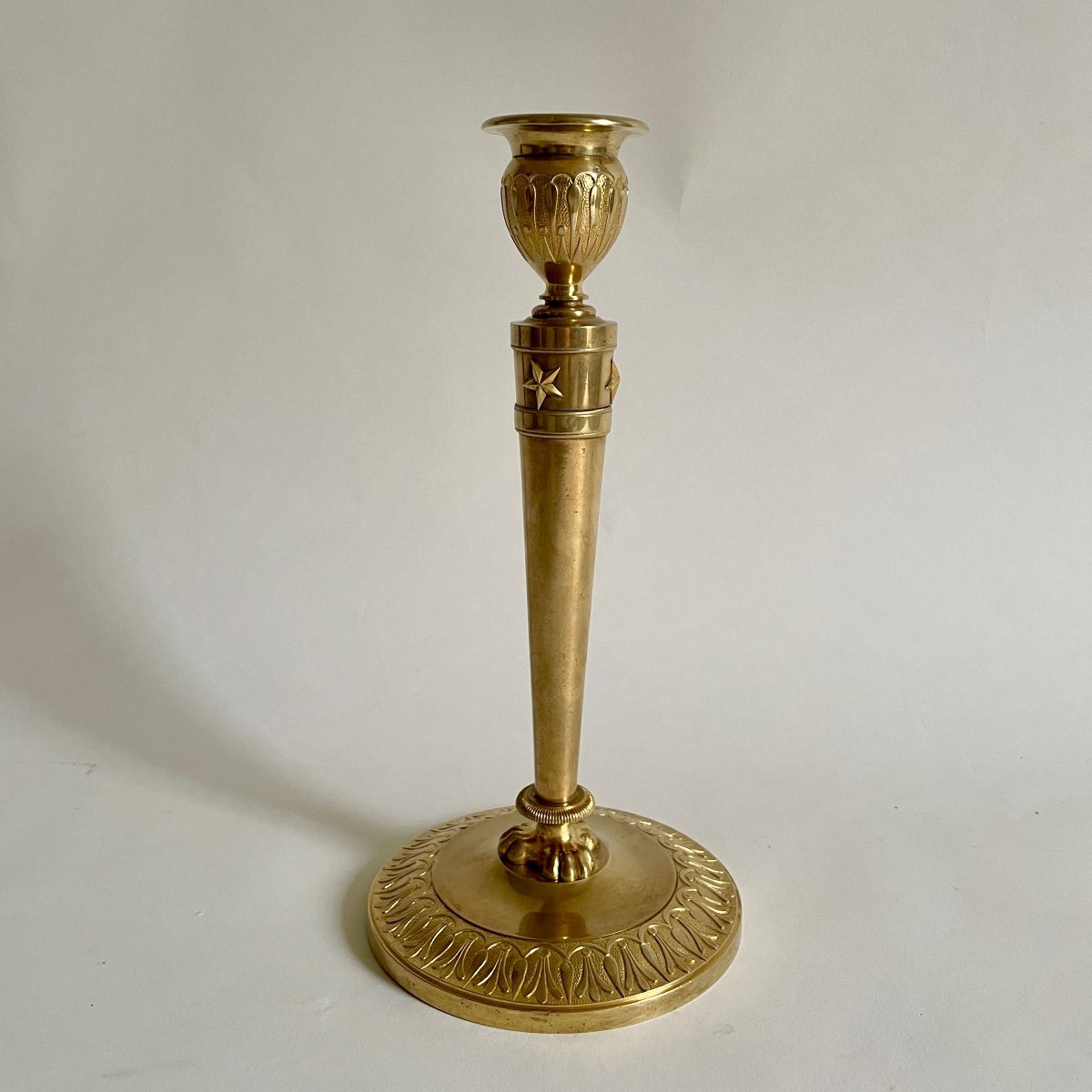 Claude Galle Flambeau Candlestick Gilt Bronze Empire Period Model Château Fontainebleau 19th-photo-2