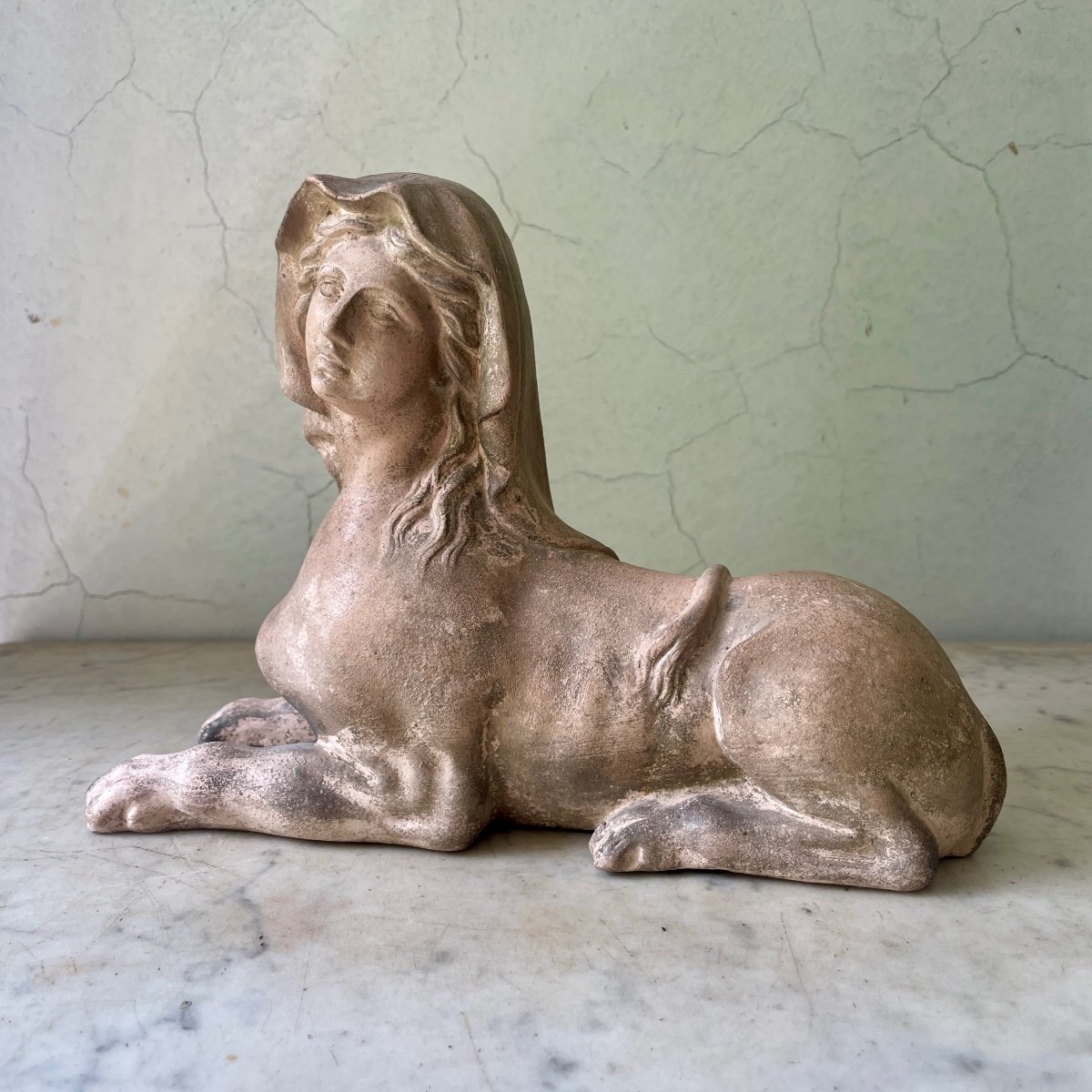 Egyptomania Sphinx Sphinx Terracotta 18th Century Style Grand Tour Neoclassical 19th Empire Period-photo-3