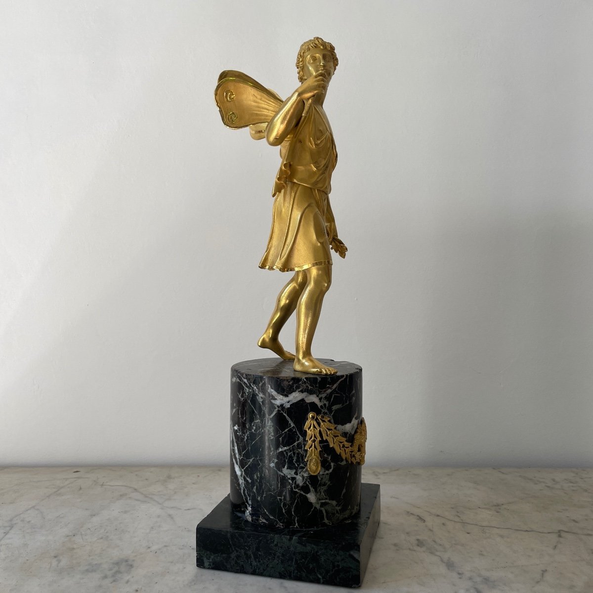 éros Important Statuette Bronze Doré époque Empire Marbre Début XIXe Thomire Duterme & Cie-photo-3