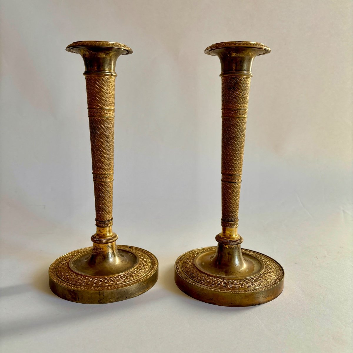 Thomire Duterme Et Cie, Paire De Flambeaux, Bronze Doré, époque Empire XIXème Siècle-photo-3