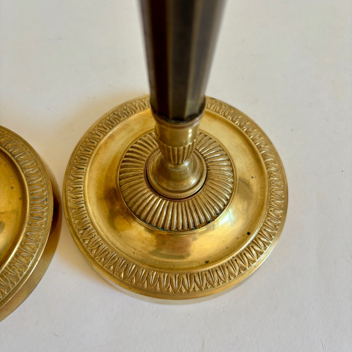 Claude Galle Candlesticks Flambeaux Fontainebleau Model Gilt Bronze XIX Empire-photo-3