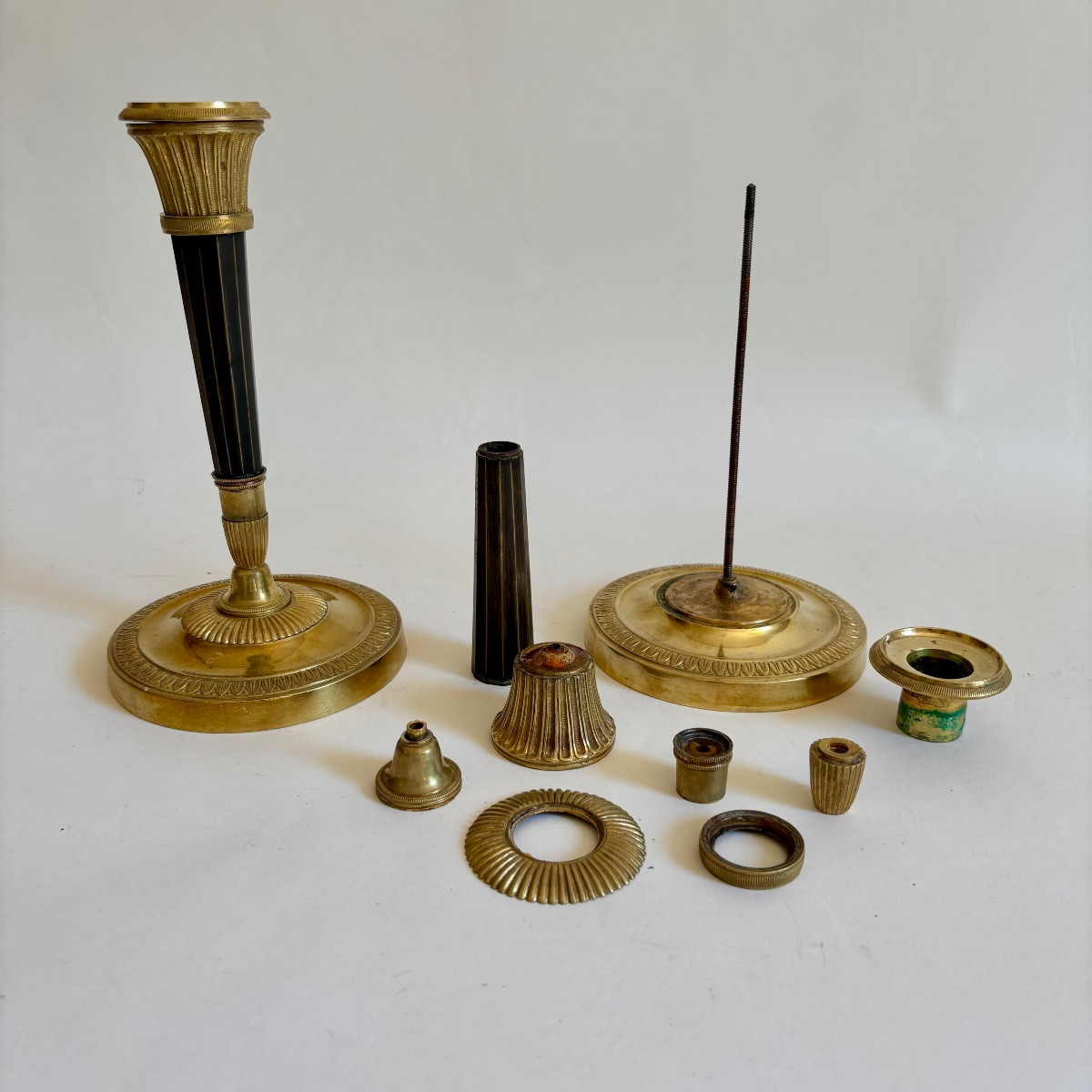 Claude Galle Candlesticks Flambeaux Fontainebleau Model Gilt Bronze XIX Empire-photo-7