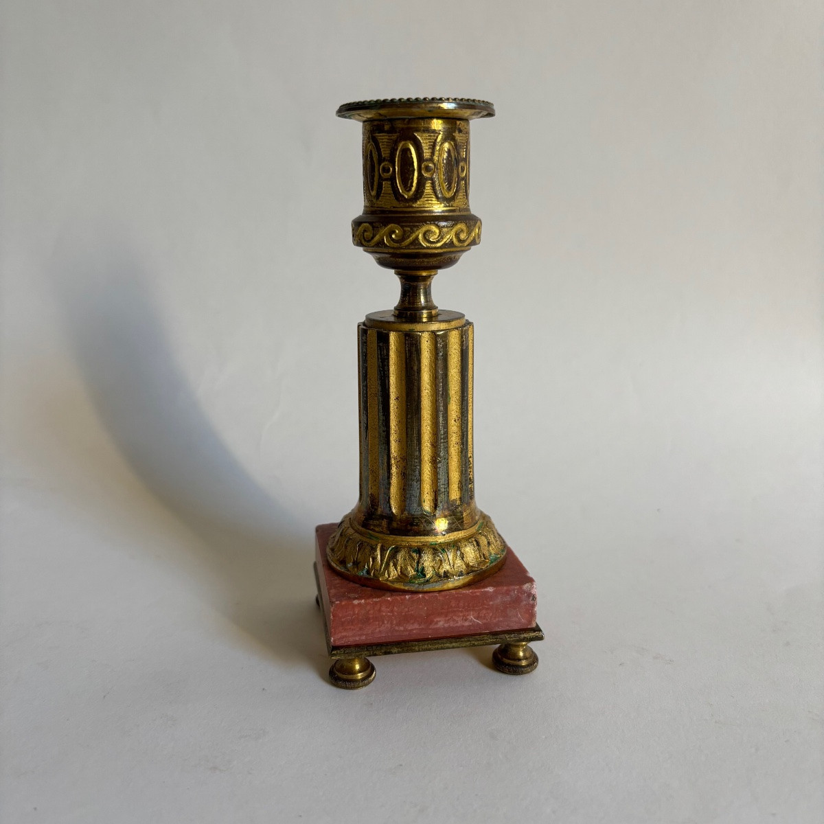 Louis XVI Style Gilt Bronze Marble Candle Holder Napoleon III-photo-4
