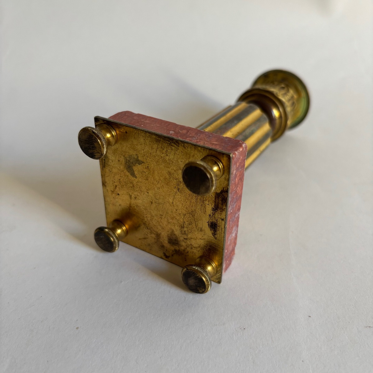 Louis XVI Style Gilt Bronze Marble Candle Holder Napoleon III-photo-2