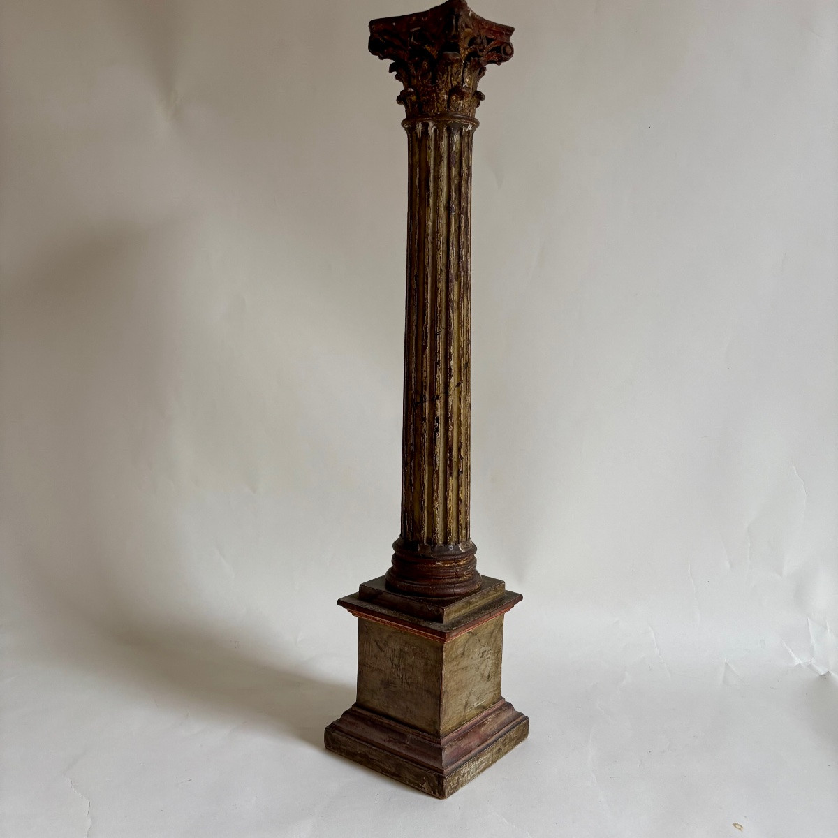 Colonne Corinthienne Bois Sculpte Époque Louis XVI empire Fin XVIIIe Début Xixe-photo-3