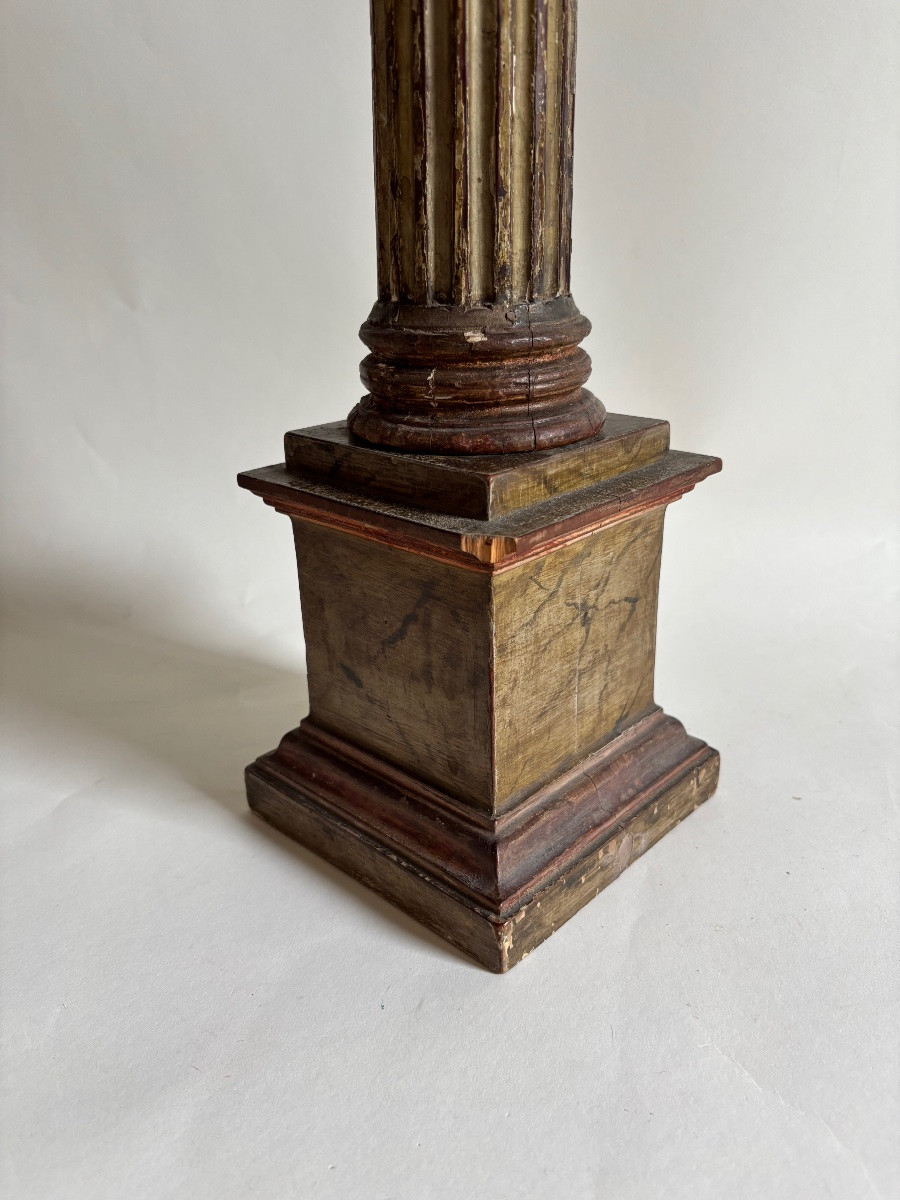 Colonne Corinthienne Bois Sculpte Époque Louis XVI empire Fin XVIIIe Début Xixe-photo-1