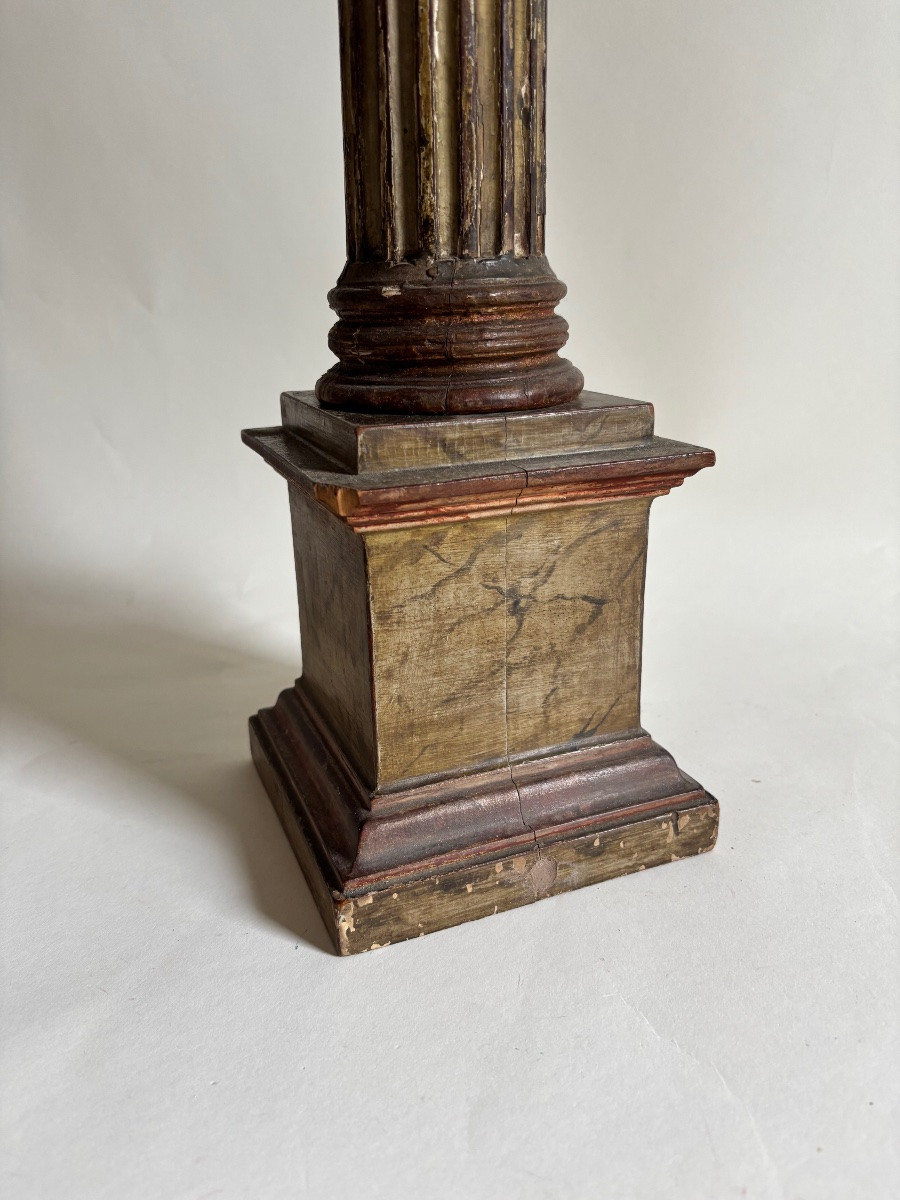 Colonne Corinthienne Bois Sculpte Époque Louis XVI empire Fin XVIIIe Début Xixe-photo-2