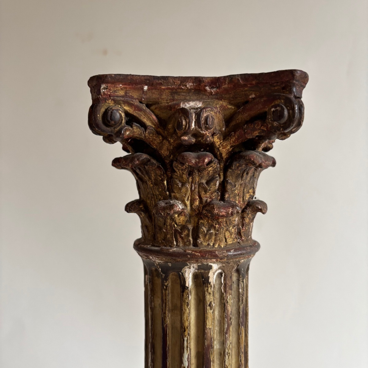 Colonne Corinthienne Bois Sculpte Époque Louis XVI empire Fin XVIIIe Début Xixe-photo-4