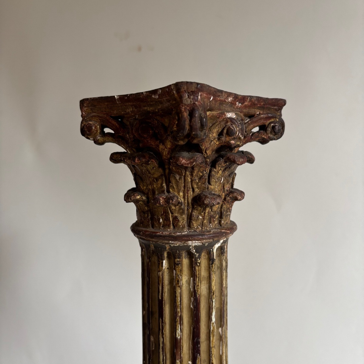 Colonne Corinthienne Bois Sculpte Époque Louis XVI empire Fin XVIIIe Début Xixe-photo-7
