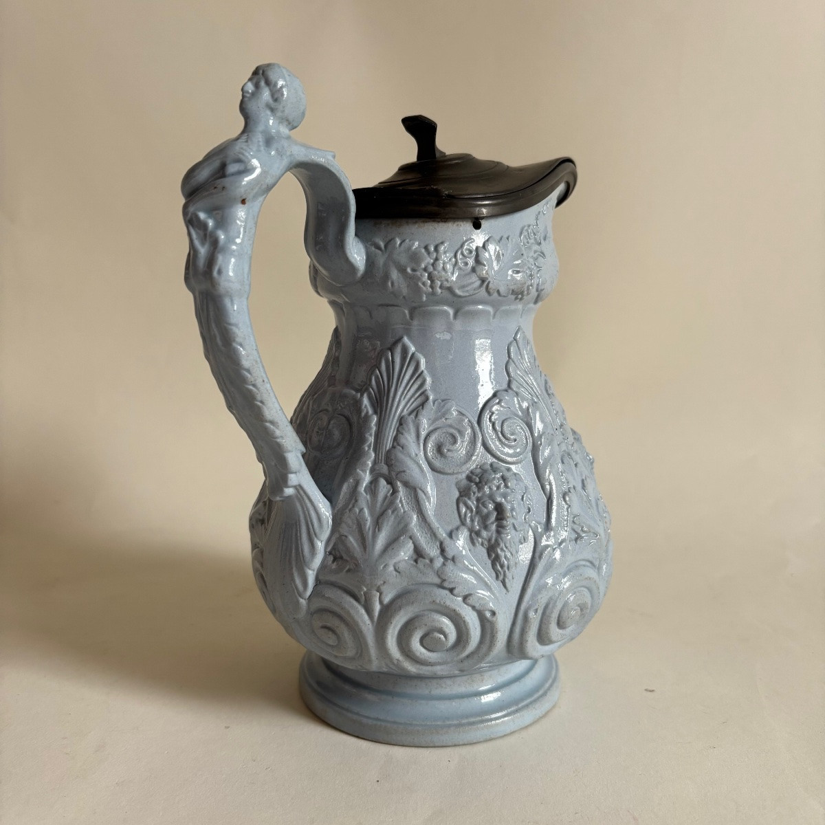  Angleterre Royaume Uni UK Pichet Revival Ridgway Et Co Bacchus Étain XIXe -photo-2