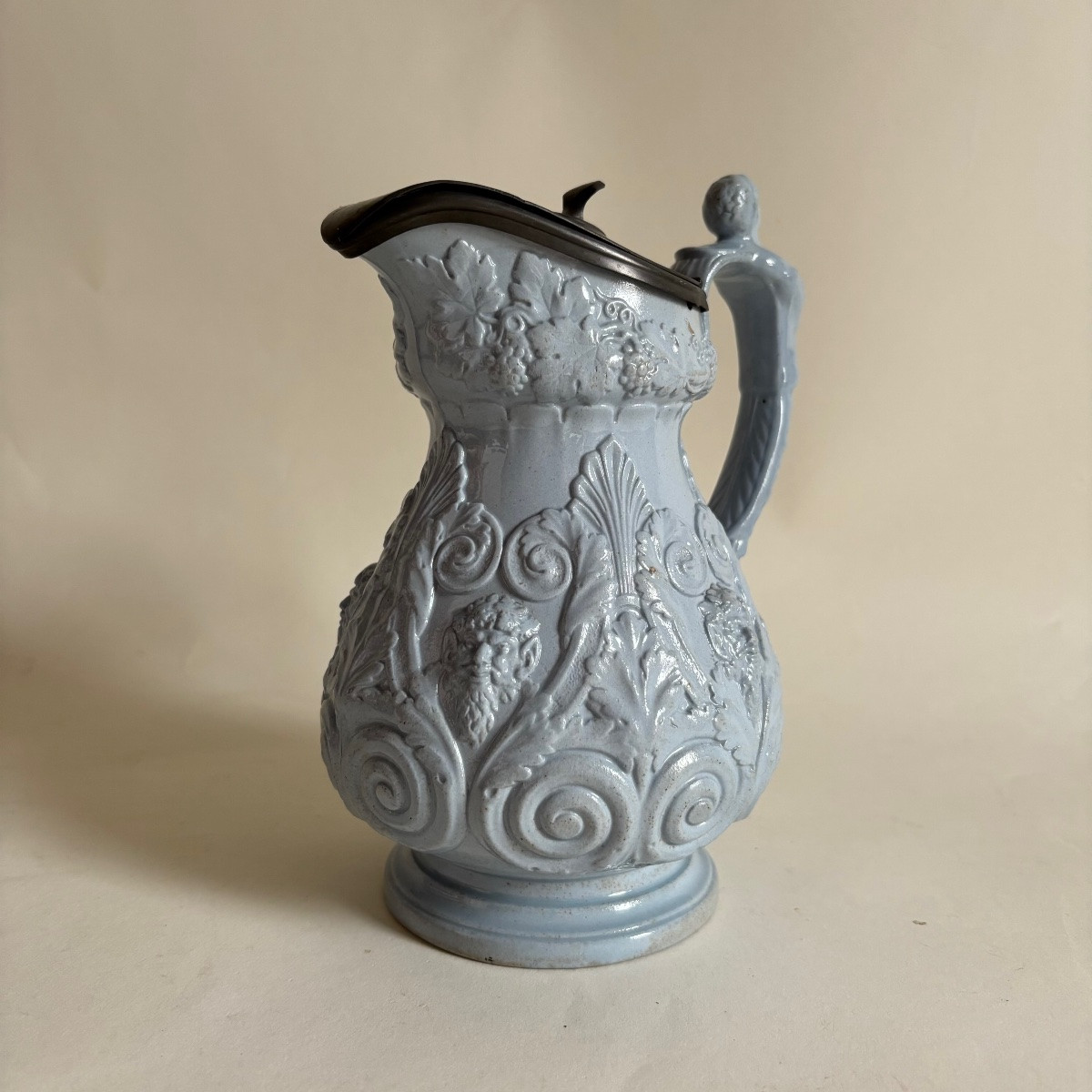  Angleterre Royaume Uni UK Pichet Revival Ridgway Et Co Bacchus Étain XIXe -photo-4