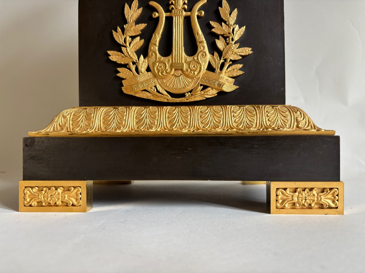 Empire Restoration Period Clock, Gilt Bronze, 19th Century, Clockmaker Mallet, Orléans Duc -photo-2