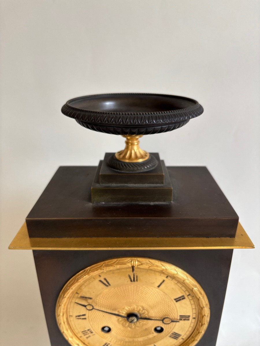 Empire Restoration Period Clock, Gilt Bronze, 19th Century, Clockmaker Mallet, Orléans Duc -photo-6