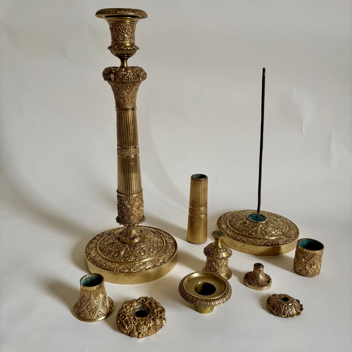 Importante Paire De Bougeoirs Flambeaux Bronze Époque empire Restauration XIXe  Charles X-photo-5