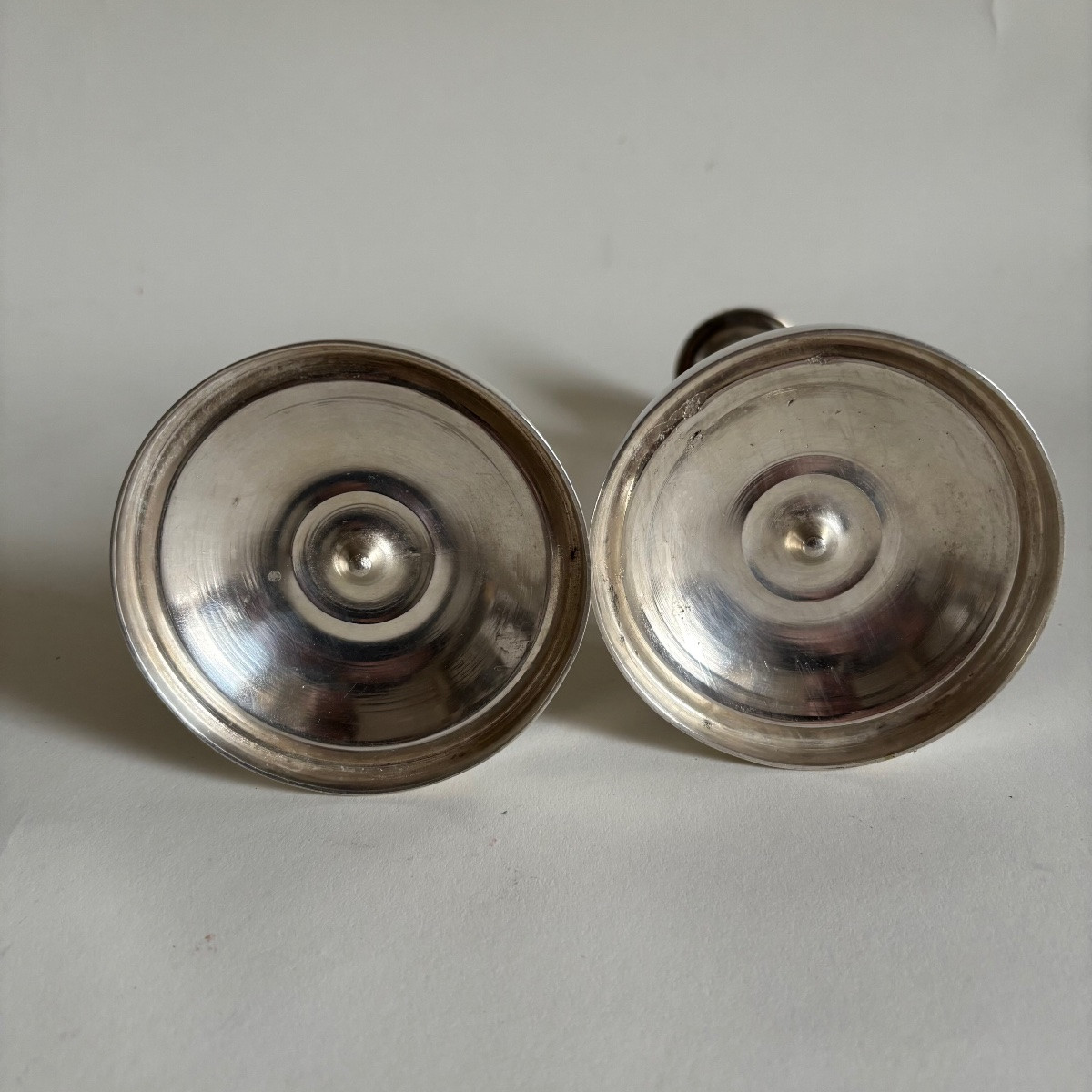 Paire  Bougeoirs Flambeaux Bronze Argenté Époque restauration Louis Philippe XIXe-photo-2