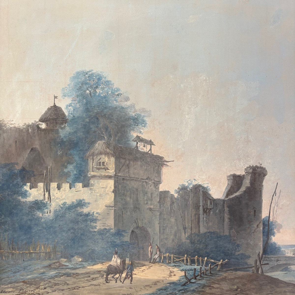 Pierre-Antoine Mongin (1761-1827) Château Thierry Gouache Fin Du XVIIIe Siècle Aisne  epoque-photo-2