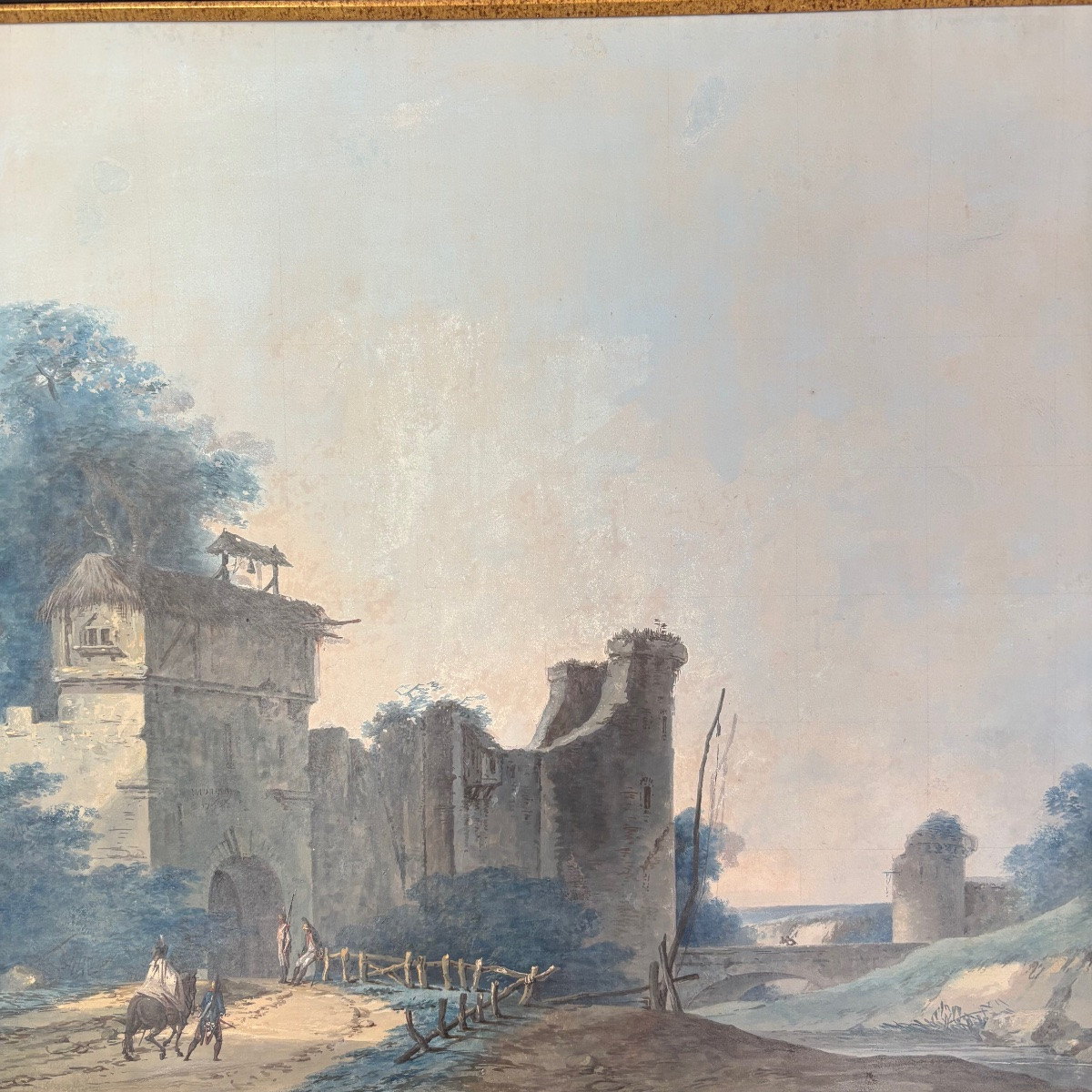 Pierre-Antoine Mongin (1761-1827) Château Thierry Gouache Fin Du XVIIIe Siècle Aisne  epoque-photo-3