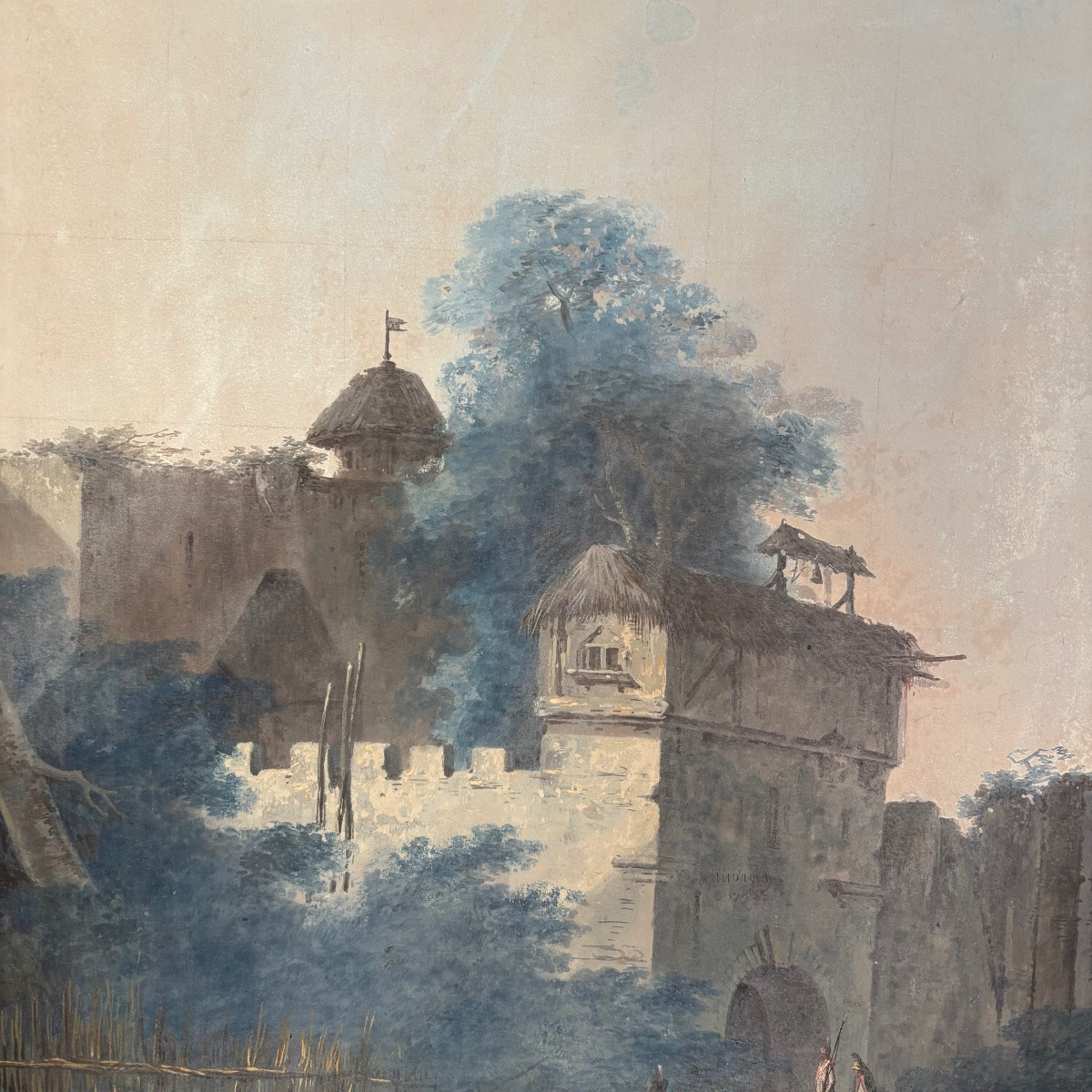 Pierre-Antoine Mongin (1761-1827) Château Thierry Gouache Fin Du XVIIIe Siècle Aisne  epoque-photo-4