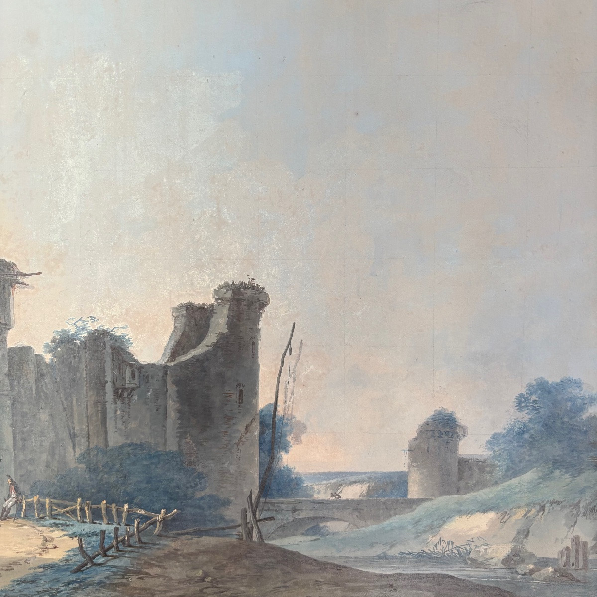 Pierre-Antoine Mongin (1761-1827) Château Thierry Gouache Fin Du XVIIIe Siècle Aisne  epoque-photo-5