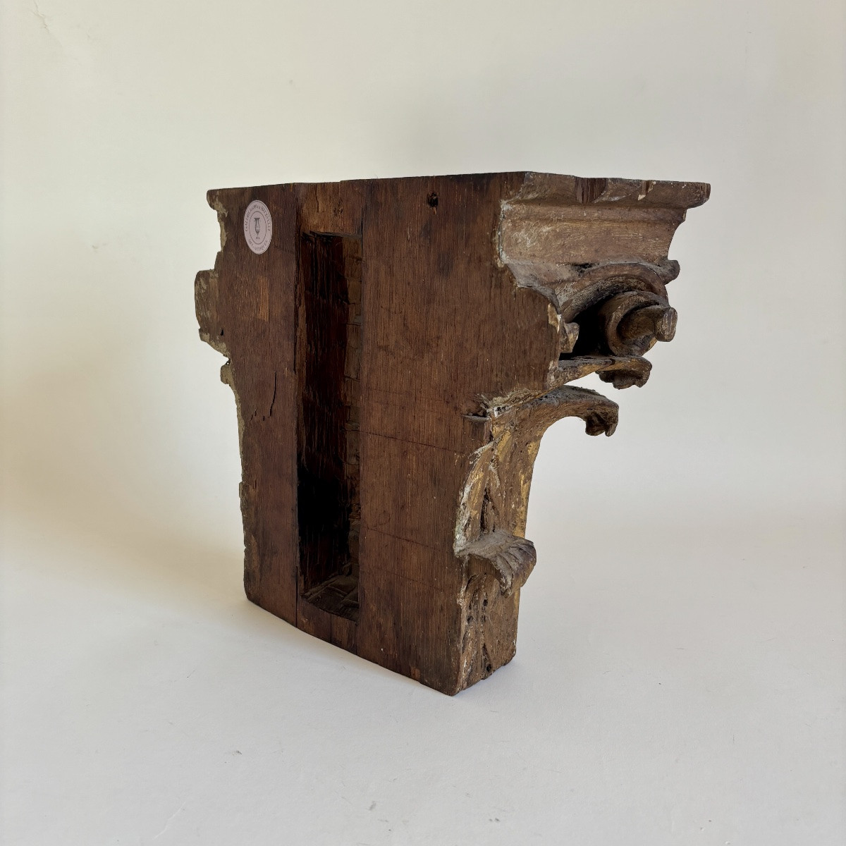 Pilaster, Gilded Wood Capital, Louis XVI Period, 18th Century, Corinthian Order -photo-3