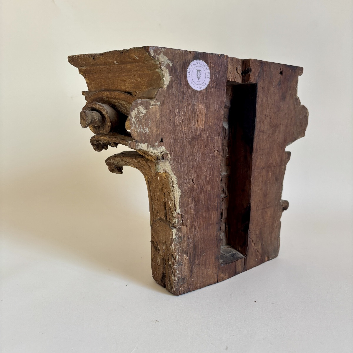 Pilaster, Gilded Wood Capital, Louis XVI Period, 18th Century, Corinthian Order -photo-4