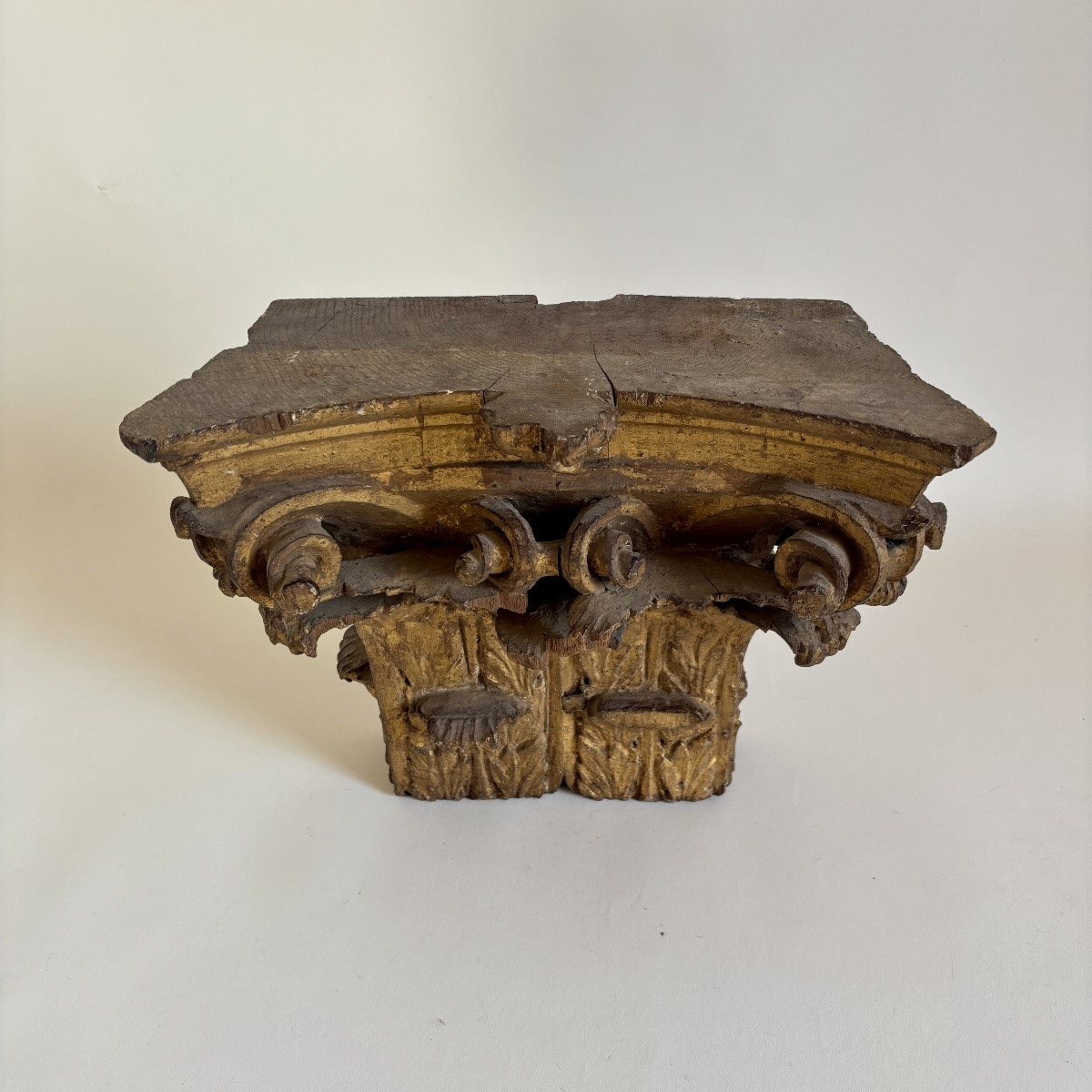 Pilaster, Gilded Wood Capital, Louis XVI Period, 18th Century, Corinthian Order -photo-4