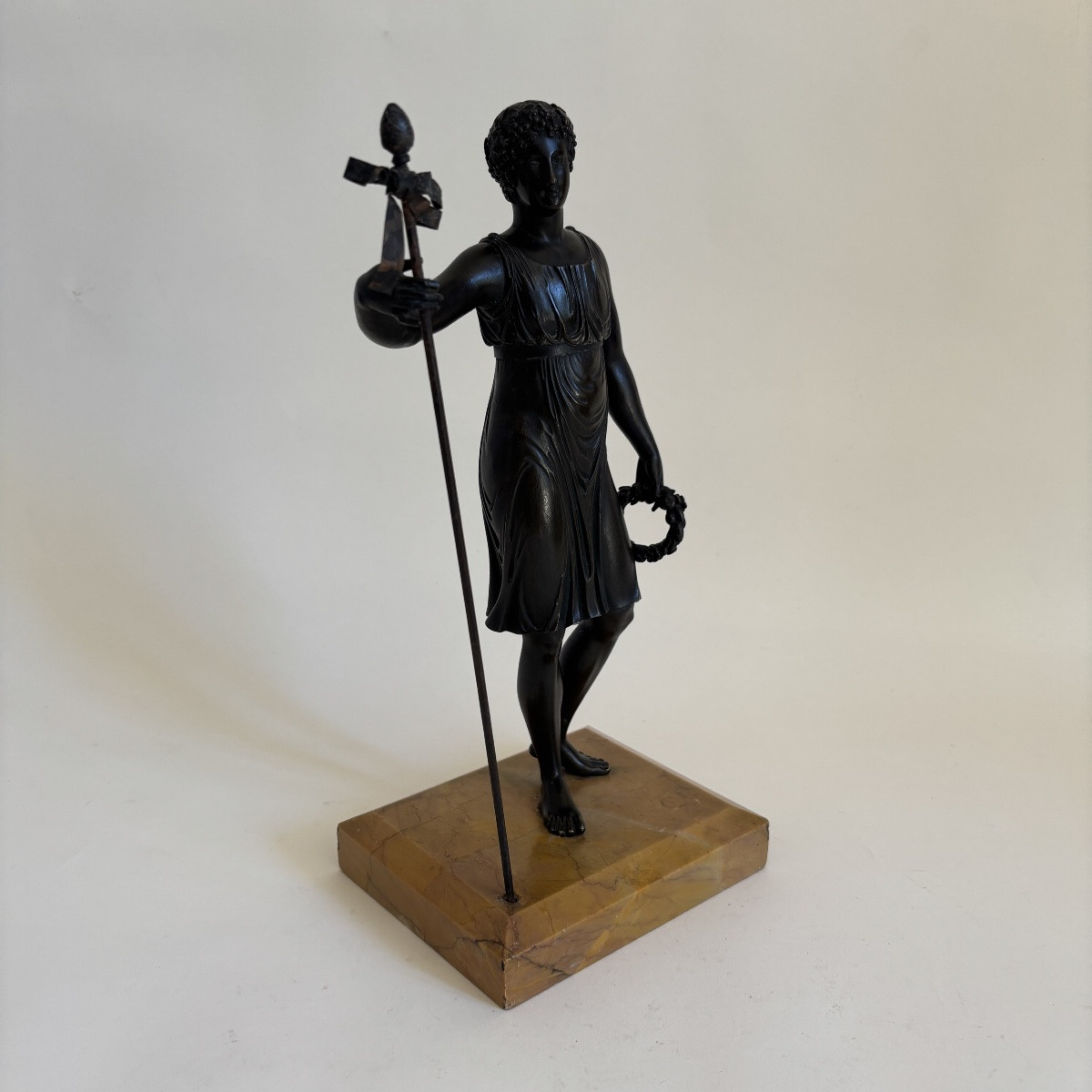 French School Charles X Period Warrior Bronze Yellow Marble Sienna 19th Century Large Lap-photo-2