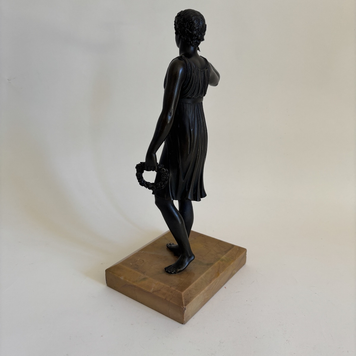 French School Charles X Period Warrior Bronze Yellow Marble Sienna 19th Century Large Lap-photo-4